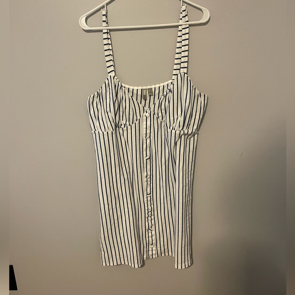 ASOS Blue and White Striped Sundress US 14 (Washed, Never Worn)